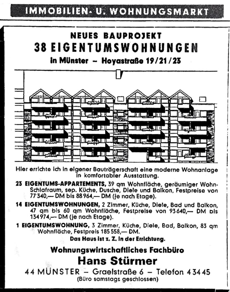 Hoyastraße 19–23, Kreuzviertel Münster, AZ von 1972